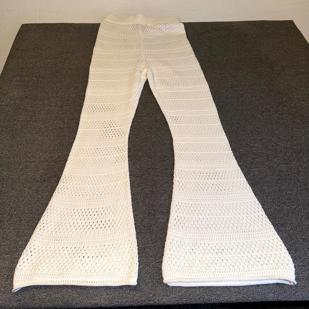 Sincerely Jules Crochet Flare Pants Women’s Large White Knitted Beach Summer - Picture 2 of 7